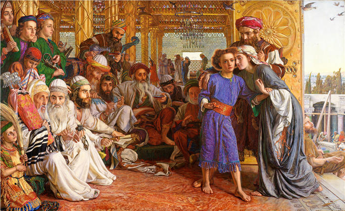 威廉·莫里斯·亨特（William Morris Hunt，美国画家）高清作品-《在圣殿中找到救主（1854-55 年）》