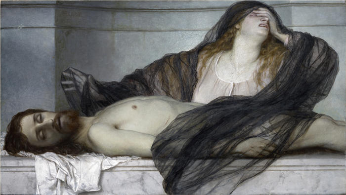 阿诺德·伯克林（瑞士画家 ，Arnold Böcklin）高清作品-《抹大拉为基督的身体悲伤（1867）》