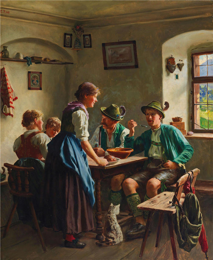 埃米尔·劳（Emil Rau，德国画家）高清作品-《农家乐》