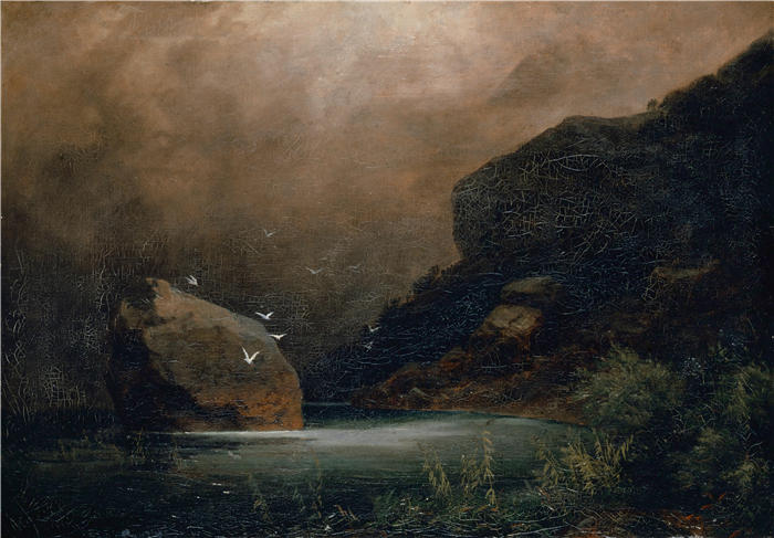 阿诺德·伯克林（瑞士画家 ，Arnold Böcklin）高清作品-《海鸥山湖 (1847)》