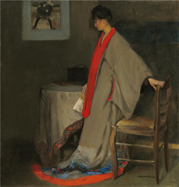阿尔弗雷德·亨利·毛雷尔（Alfred Henry Maurer ，美国画家）-作品-《和服的年轻女子（约 1901 年）》