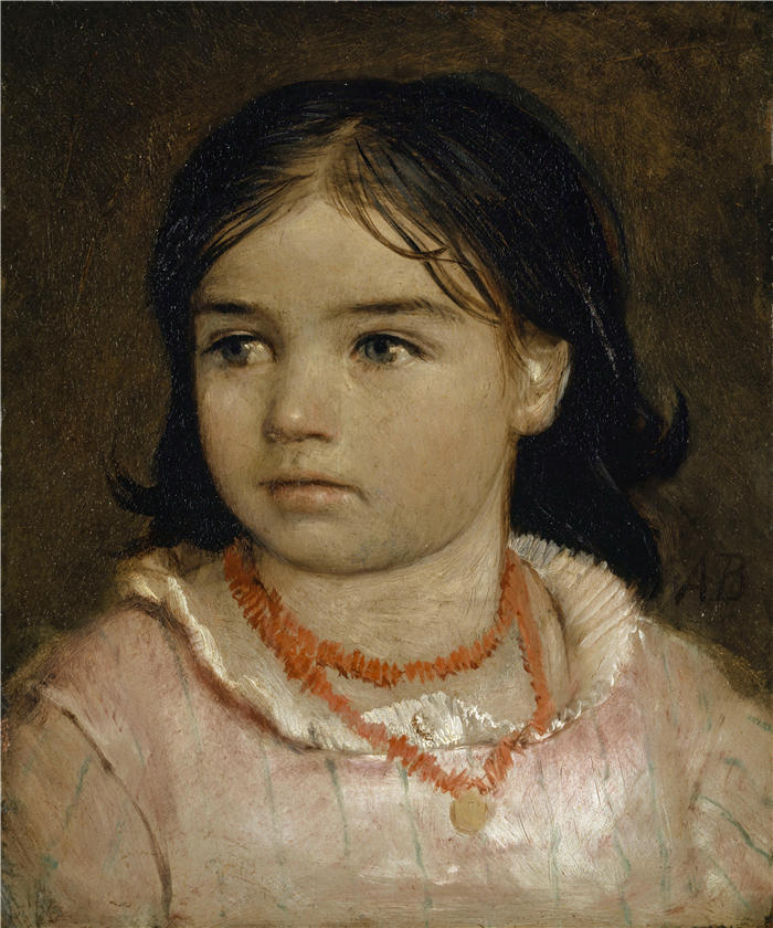阿诺德·伯克林（瑞士画家 ，Arnold Böcklin）高清作品-《艺术家的女儿露西亚的肖像（1864 年）》