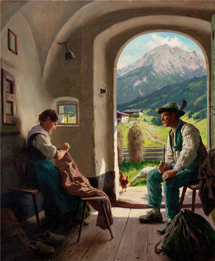 埃米尔·劳（Emil Rau，德国画家）高清作品-《一个对话》