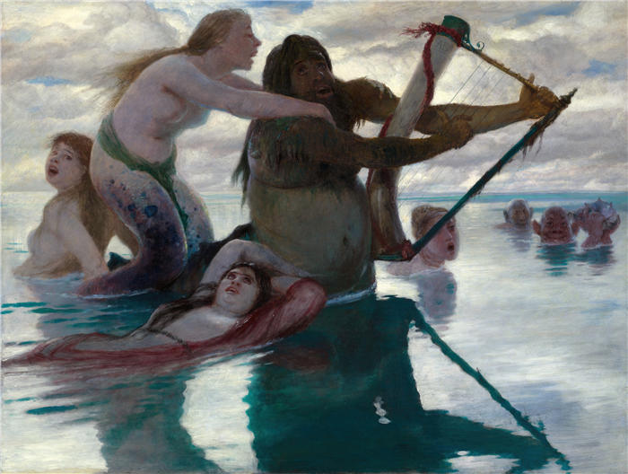 阿诺德·伯克林（瑞士画家 ，Arnold Böcklin）高清作品-《在海中 (1883)》
