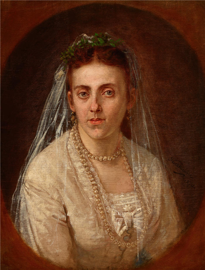 安东尼·科扎凯维奇（Antoni Kozakiewicz，波兰画家）高清作品-《Sydonia Wakulska 的肖像（1870 年）》