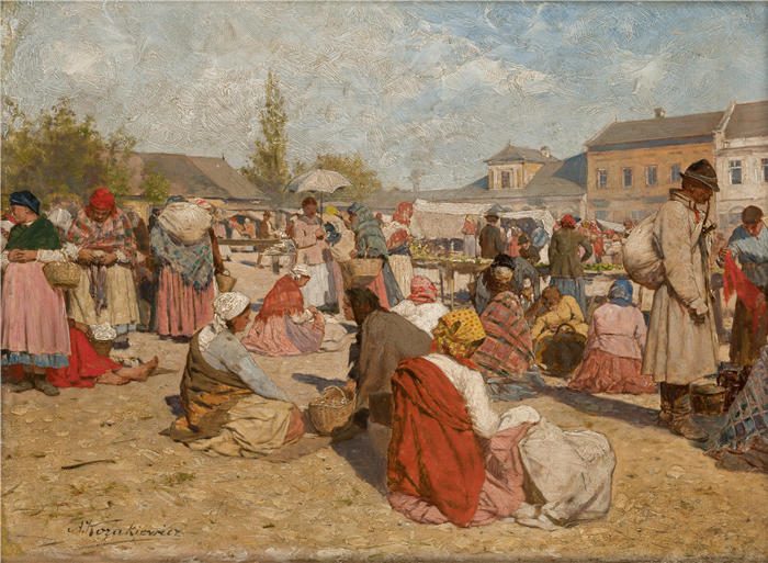 安东尼·科扎凯维奇（Antoni Kozakiewicz，波兰画家）高清作品-《维利奇卡博览会（1894 年之前）》