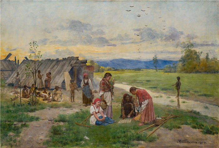 安东尼·科扎凯维奇（Antoni Kozakiewicz，波兰画家）高清作品-《吉普赛人 (1924)》