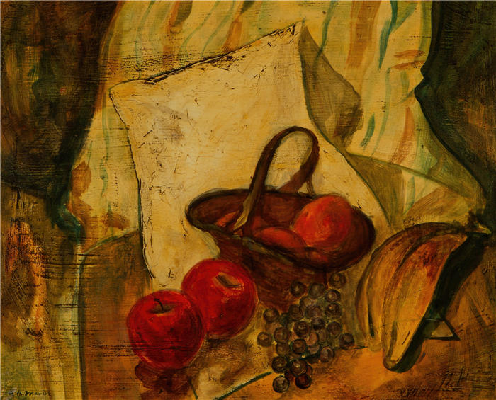 阿尔弗雷德·亨利·毛雷尔（Alfred Henry Maurer ，美国画家）-作品-《篮子里的水果静物》