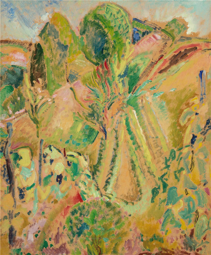 阿尔弗雷德·亨利·毛雷尔（Alfred Henry Maurer ，美国画家）-作品-《景观与树木》
