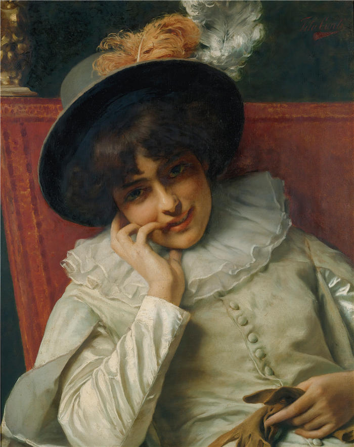 铁托孔蒂（Tito Conti，意大利画家，1842 – 1924）-愉快的反思