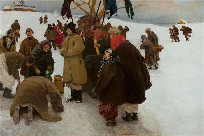 特奥多尔·阿克森托维奇（Teodor Axentowicz，波兰画家）高清作品-《约旦盛宴（1895 年）》