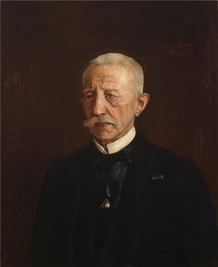 特奥多尔·阿克森托维奇（Teodor Axentowicz，波兰画家）高清作品-《维克托·奥斯瓦夫斯基的肖像（1890 年）(1)》