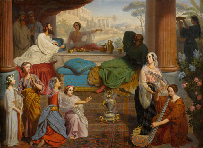 让-巴蒂斯特·勒卢瓦（Auguste Jean-Baptiste Leloir，法国画家）-以斯帖王后谴责哈曼