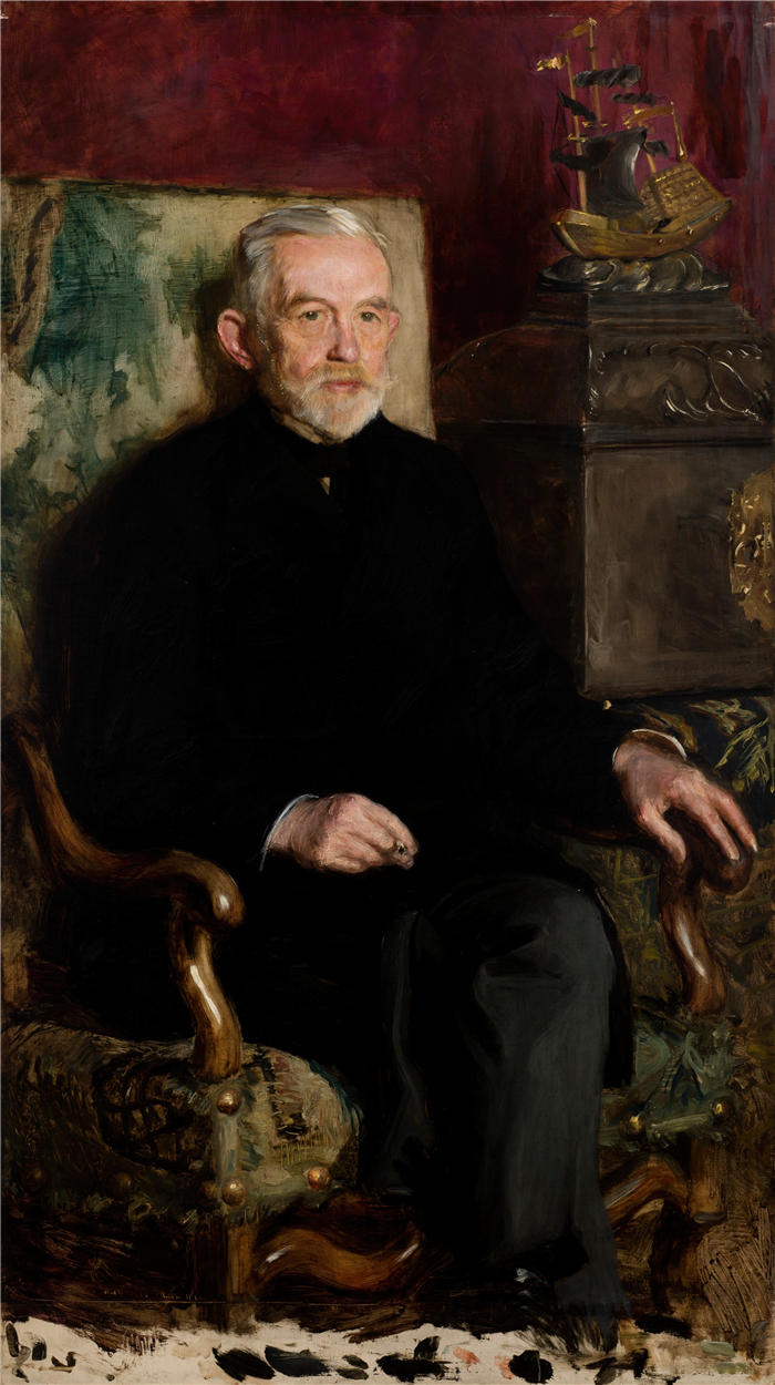 特奥多尔·阿克森托维奇（Teodor Axentowicz，波兰画家）高清作品-《亨利克·施瓦茨的肖像（约 1910 年）》