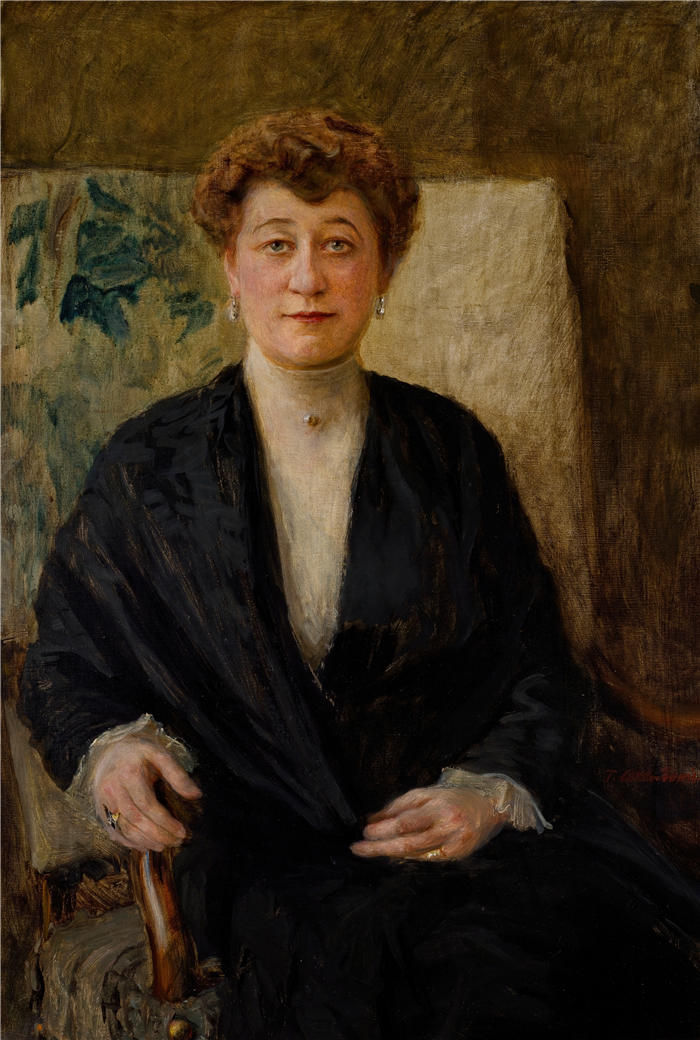 特奥多尔·阿克森托维奇（Teodor Axentowicz，波兰画家）高清作品-《Zofia Dolińska née Niesiołowska 的肖像（1906 年）》
