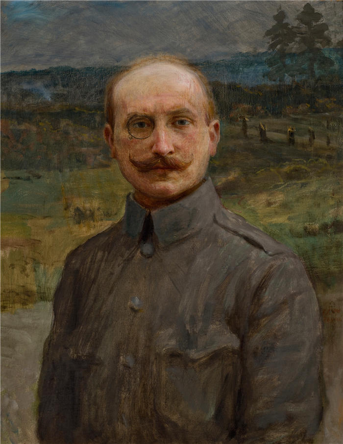特奥多尔·阿克森托维奇（Teodor Axentowicz，波兰画家）高清作品-《阿道夫·斯特恩舒斯博士的肖像（1914 年）》