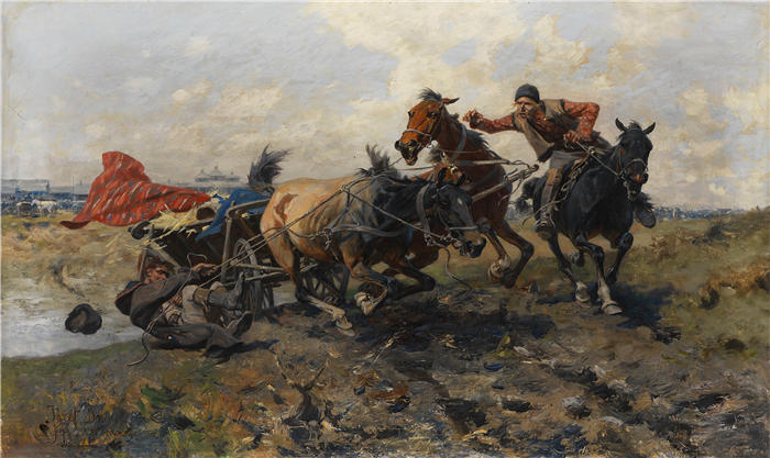 约瑟夫·勃兰特（Józef Brandt，波兰画家）高清作品-《杜尔奇甘根 (1908)》