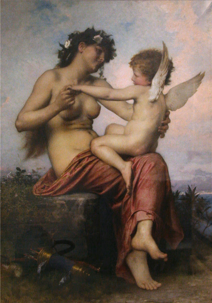 莱昂-让-巴西勒·佩罗(Léon-Jean-Basile Perrault,法国画家)高清作品-《丘比特被捕(1886 年)》