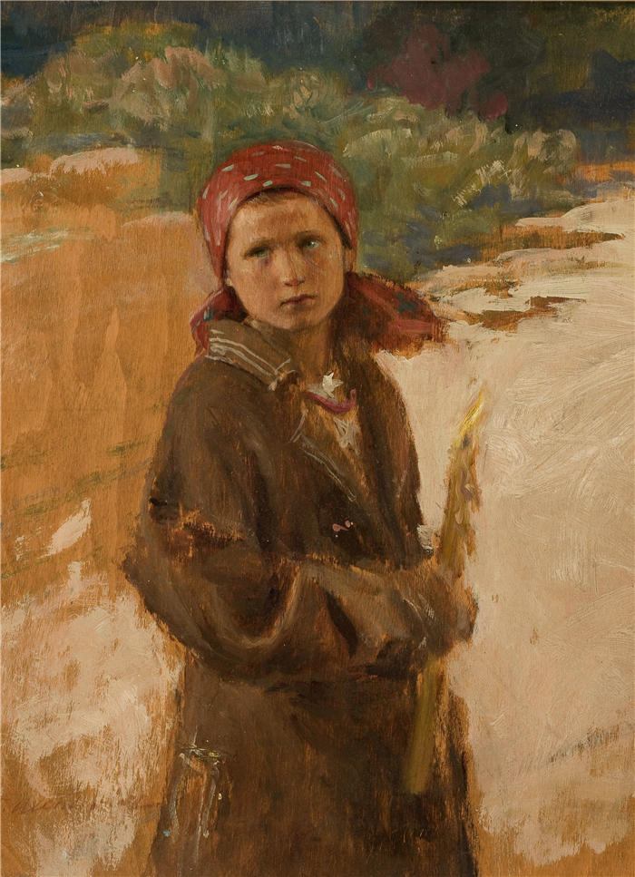 特奥多尔·阿克森托维奇（Teodor Axentowicz，波兰画家）高清作品-《为烛光 (1898)》