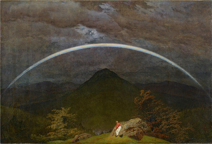 卡斯珀·大卫·弗里德里希（Caspar David Friedrich，德国画家）高清作品–《带彩虹的山景（约 1809-1810 年）》