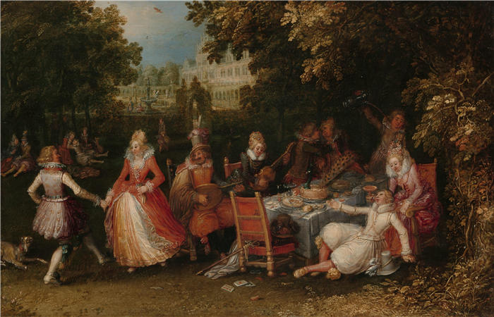大卫·文克布恩斯（David Vinckboons，荷兰画家）高清作品-《花园派对（Fête Champêtre）（约 1610 年）》