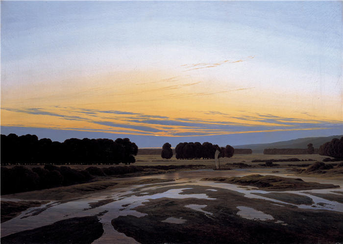 卡斯珀·大卫·弗里德里希(Caspar David Friedrich,德国画家)高清作品–《德累斯顿附近的格罗斯盖赫》