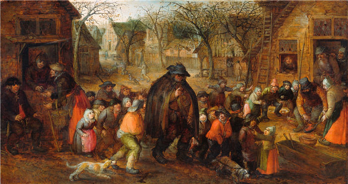 大卫·文克布恩斯（David Vinckboons，荷兰画家）高清作品-《盲人手风琴手（c. 1606 - c. 1610）》