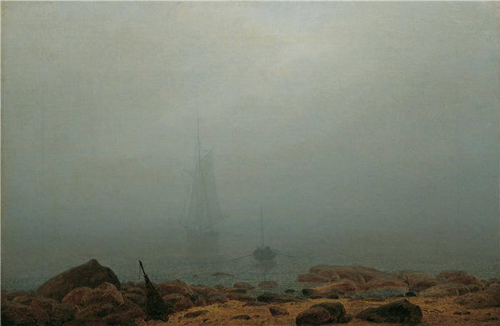 卡斯珀·大卫·弗里德里希(Caspar David Friedrich,德国画家)高清作品–《雾中的海滩(1807)》
