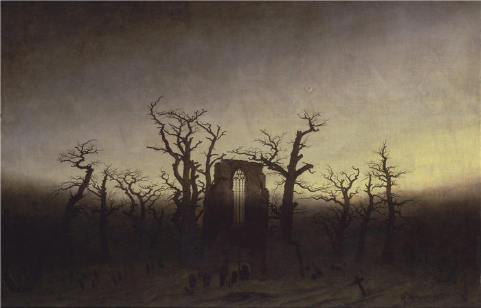 卡斯珀·大卫·弗里德里希(Caspar David Friedrich,德国画家)高清作品–《奥克伍德修道院(1809 年至 1810 年)》