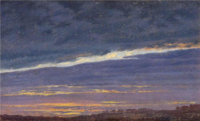 卡斯珀·大卫·弗里德里希（Caspar David Friedrich，德国画家）高清作品–《阿本德利歇尔·沃尔肯希梅尔 (1824)》