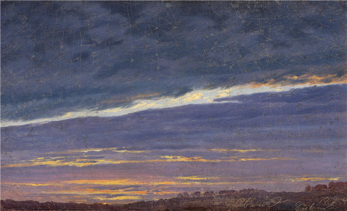 卡斯珀·大卫·弗里德里希(Caspar David Friedrich,德国画家)高清作品–《阿本德利歇尔·沃尔肯希梅尔 (1824)》