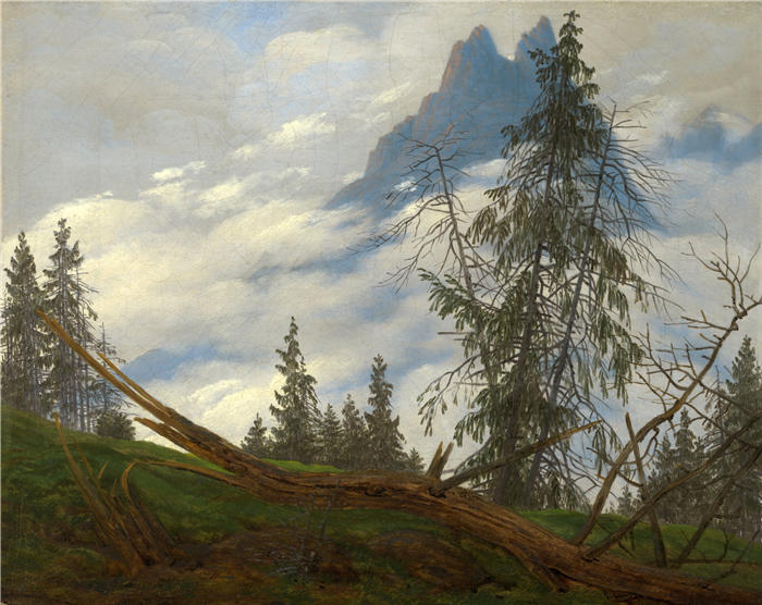 卡斯珀·大卫·弗里德里希(Caspar David Friedrich,德国画家)高清作品–《浮云山峰(约 1835 年)》