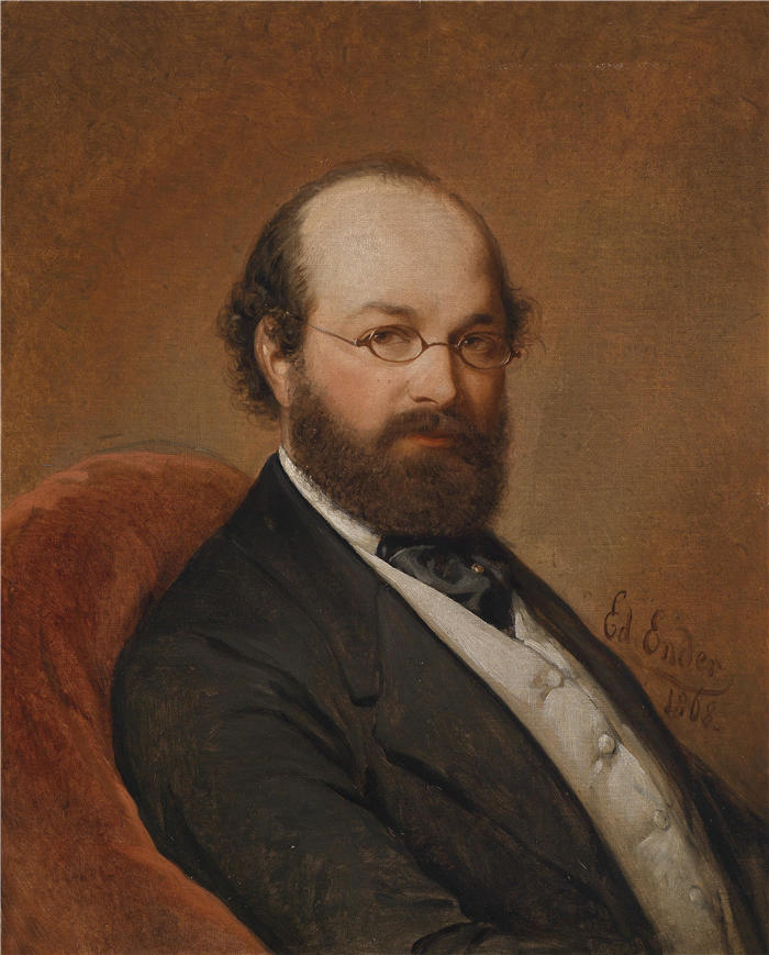 爱德华·安德（Eduard Ender，奥地利画家）高清作品-《阿洛伊斯·迈耶博士的肖像（1868 年）》