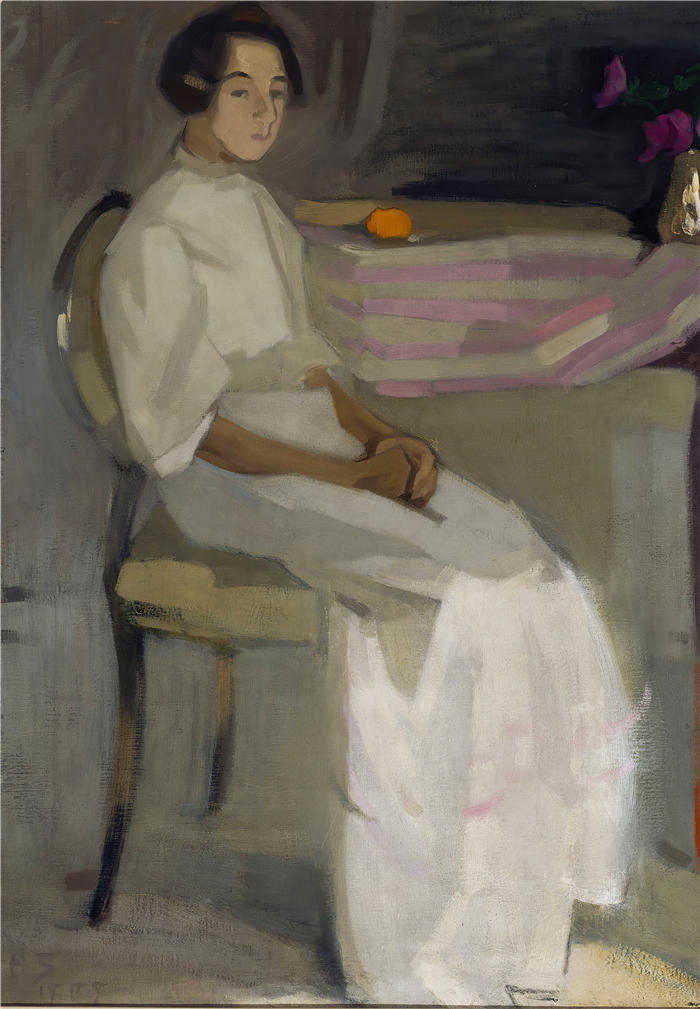 海伦·施杰夫贝克（Helene Schjerfbeck，芬兰画家）高清作品-《服装图片 II (1909)》