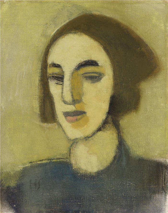 海伦·施杰夫贝克（Helene Schjerfbeck，芬兰画家）高清作品-《洛维萨女孩 (1941 - 1942)》