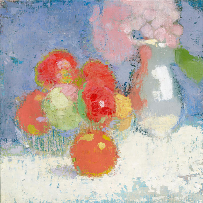 海伦·施杰夫贝克（Helene Schjerfbeck，芬兰画家）高清作品-《红苹果 (1915)》