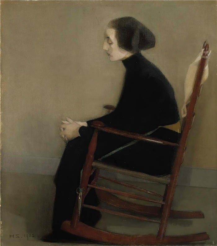 海伦·施杰夫贝克（Helene Schjerfbeck，芬兰画家）高清作品-《女裁缝（职业妇女）（1905）》