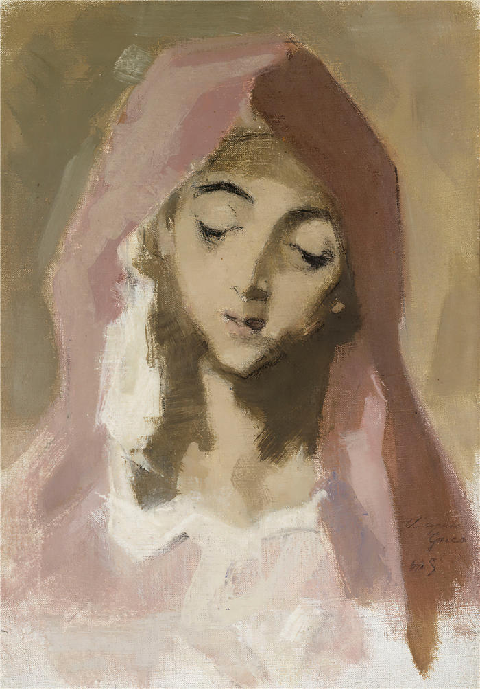 海伦·施杰夫贝克（Helene Schjerfbeck，芬兰画家）高清作品-《Madonna de la Charité，根据 El Greco (1941)》