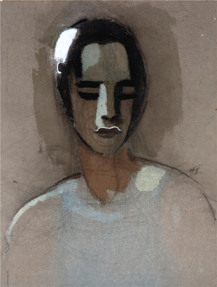 海伦·施杰夫贝克(Helene Schjerfbeck,芬兰画家)高清作品-《来自加利福尼亚的女孩》