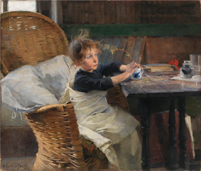 海伦·施杰夫贝克（Helene Schjerfbeck，芬兰画家）高清作品-《康复者 (1888)》