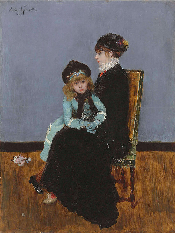 诺伯特·戈内特(Norbert Goeneutte法国画家)高清作品-《优雅;母女(1879)》