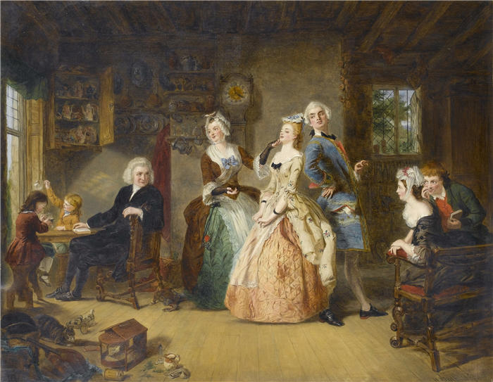 威廉·鲍威尔·弗里斯 (William Powell Frith，英国画家) 高清作品-《测量高度（1863）》