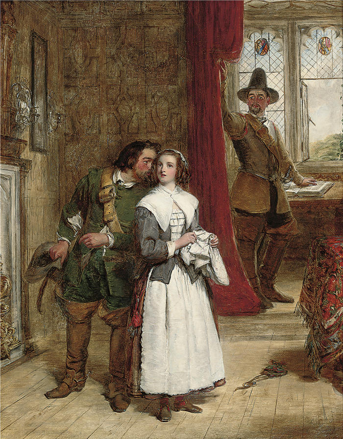 威廉·鲍威尔·弗里斯 (William Powell Frith，英国画家) 高清作品-《清教徒的女儿 (1853)》