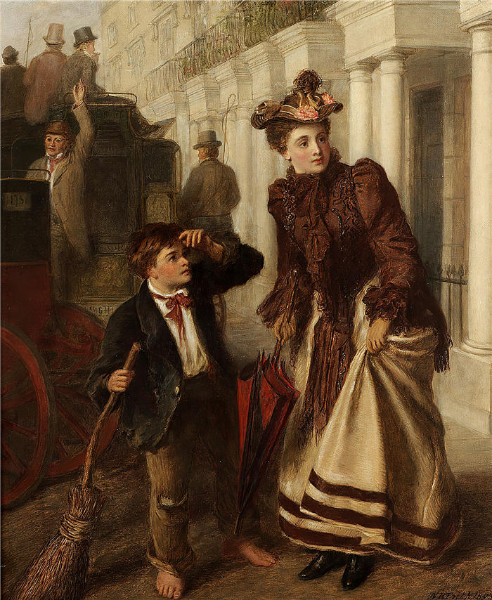 威廉·鲍威尔·弗里斯 (William Powell Frith，英国画家) 高清作品-《过境清扫车 (1893)》