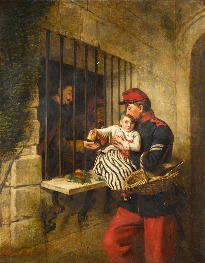 威廉·鲍威尔·弗里斯 (William Powell Frith，英国画家) 高清作品-《马赛监狱内部，Little Dorrit 的场景（1859 年）》