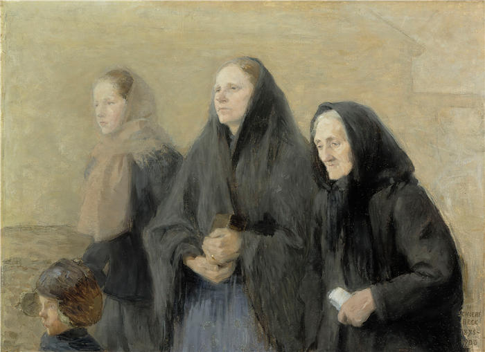 海伦·施杰夫贝克（Helene Schjerfbeck，芬兰画家）高清作品-《去教堂的人（复活节早晨），1895 – 1900》