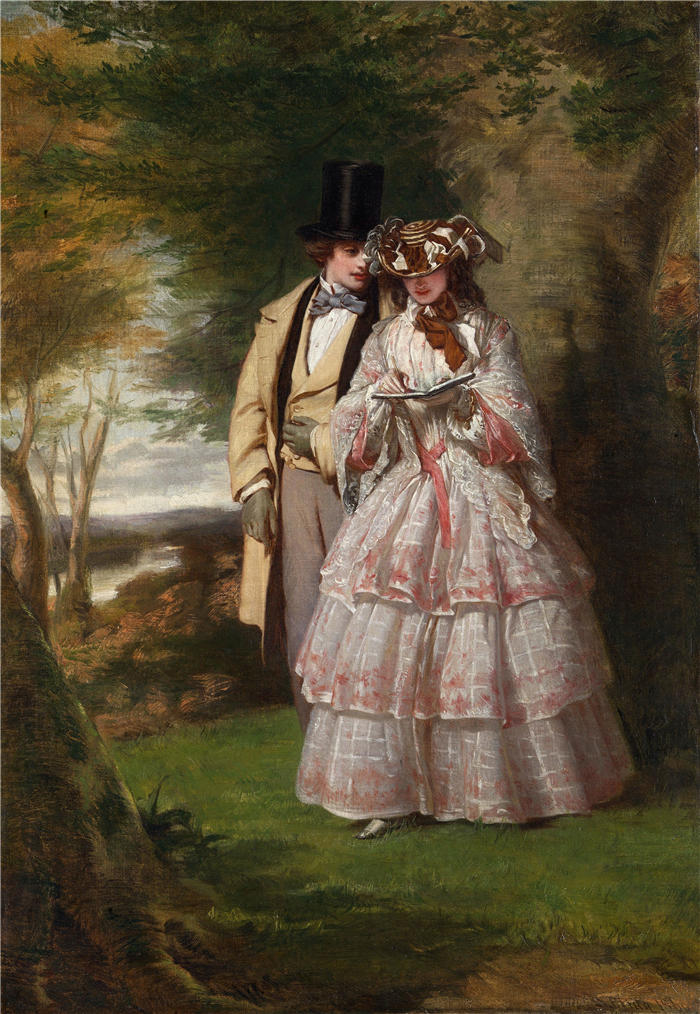 威廉·鲍威尔·弗里斯 (William Powell Frith，英国画家) 高清作品-《德比日的两个中心人物（1860 年）》