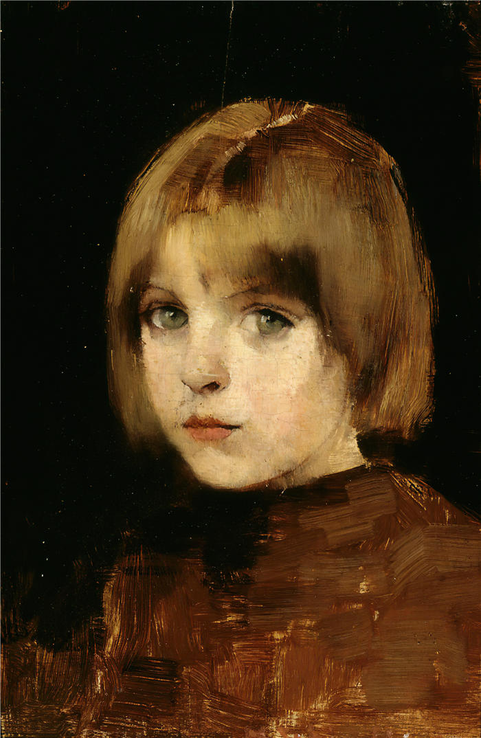 海伦·施杰夫贝克(Helene Schjerfbeck,芬兰画家)高清作品-《一个女孩的头(1886)》