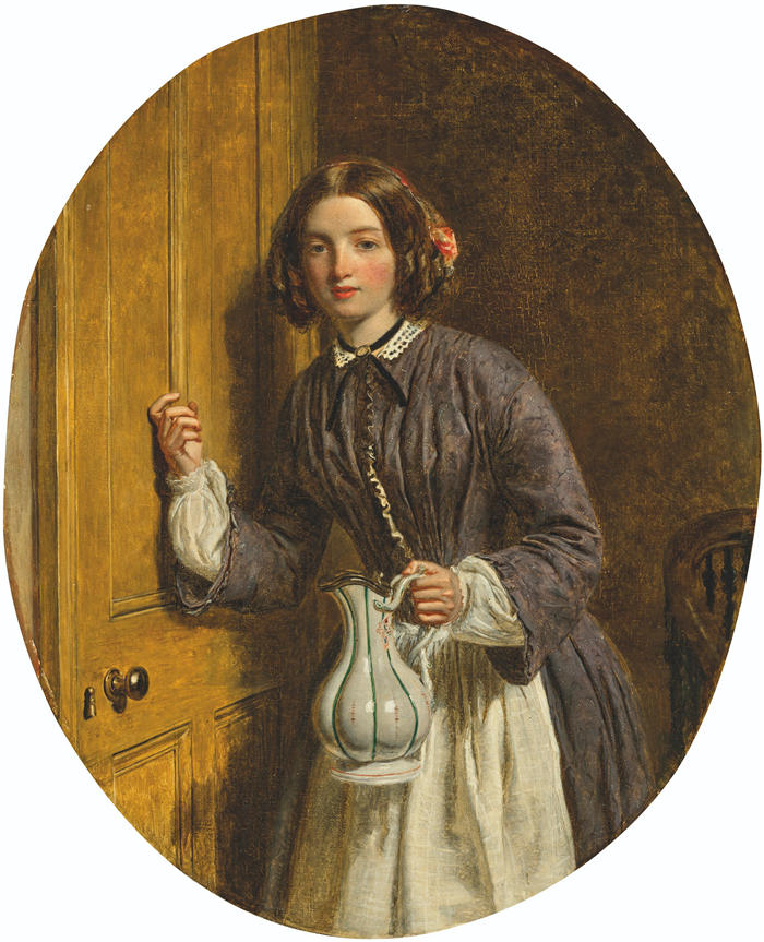 威廉·鲍威尔·弗里斯 (William Powell Frith,英国画家) 高清作品-《早安电话》