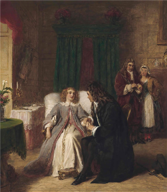 威廉·鲍威尔·弗里斯 (William Powell Frith，英国画家) 高清作品-《想象中的病人（1876）》